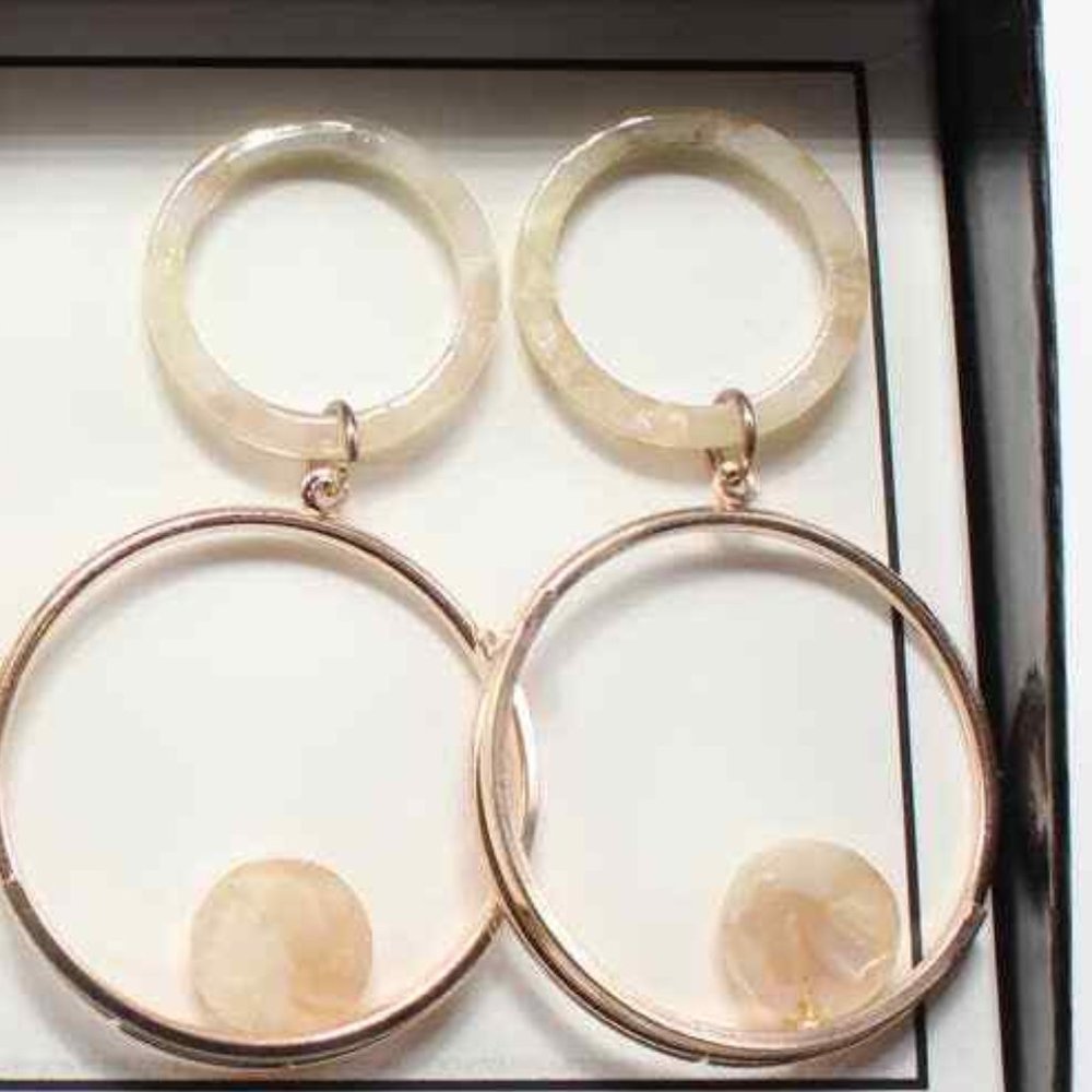 Bijoux Bar 3 Pair Rose Gold Tone Earrings Posts & Drops Crystal & MOP Box M654 - Picture 4 of 6